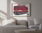 Eisenbahn Poster "BR243" DR-Rot / Bordeauxrot